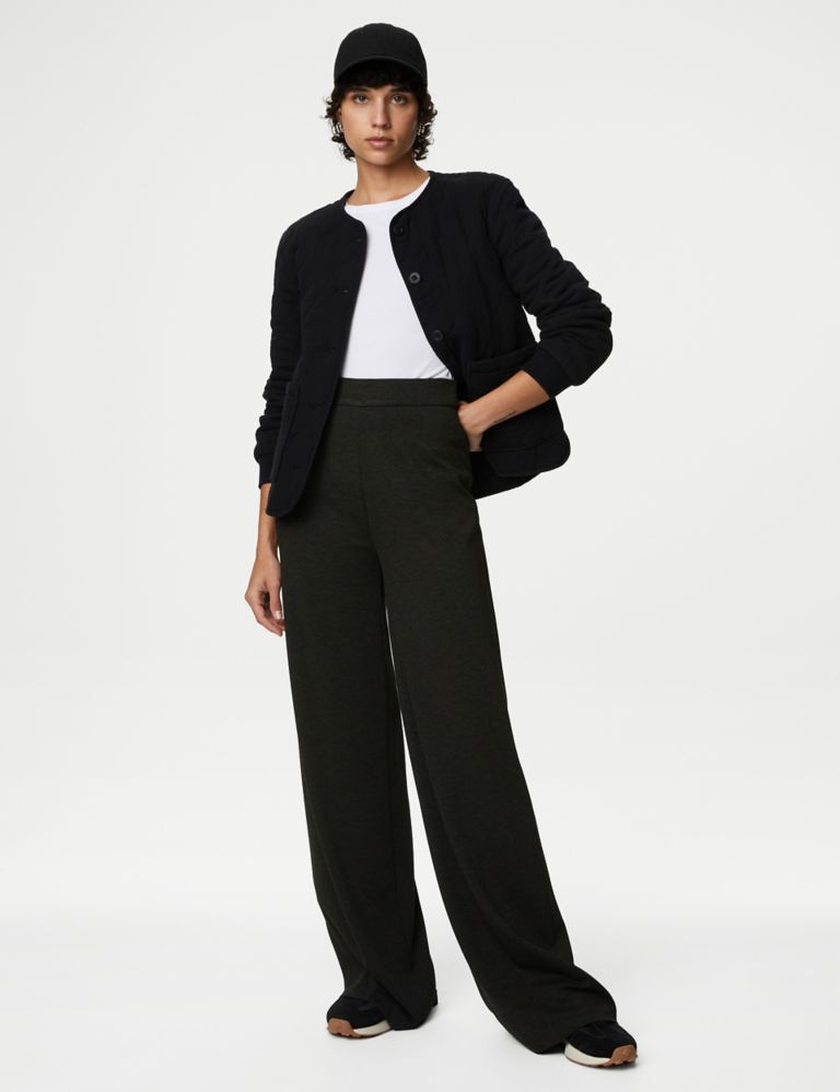 Jersey Wide Leg Trousers with Stretch 1 of 5