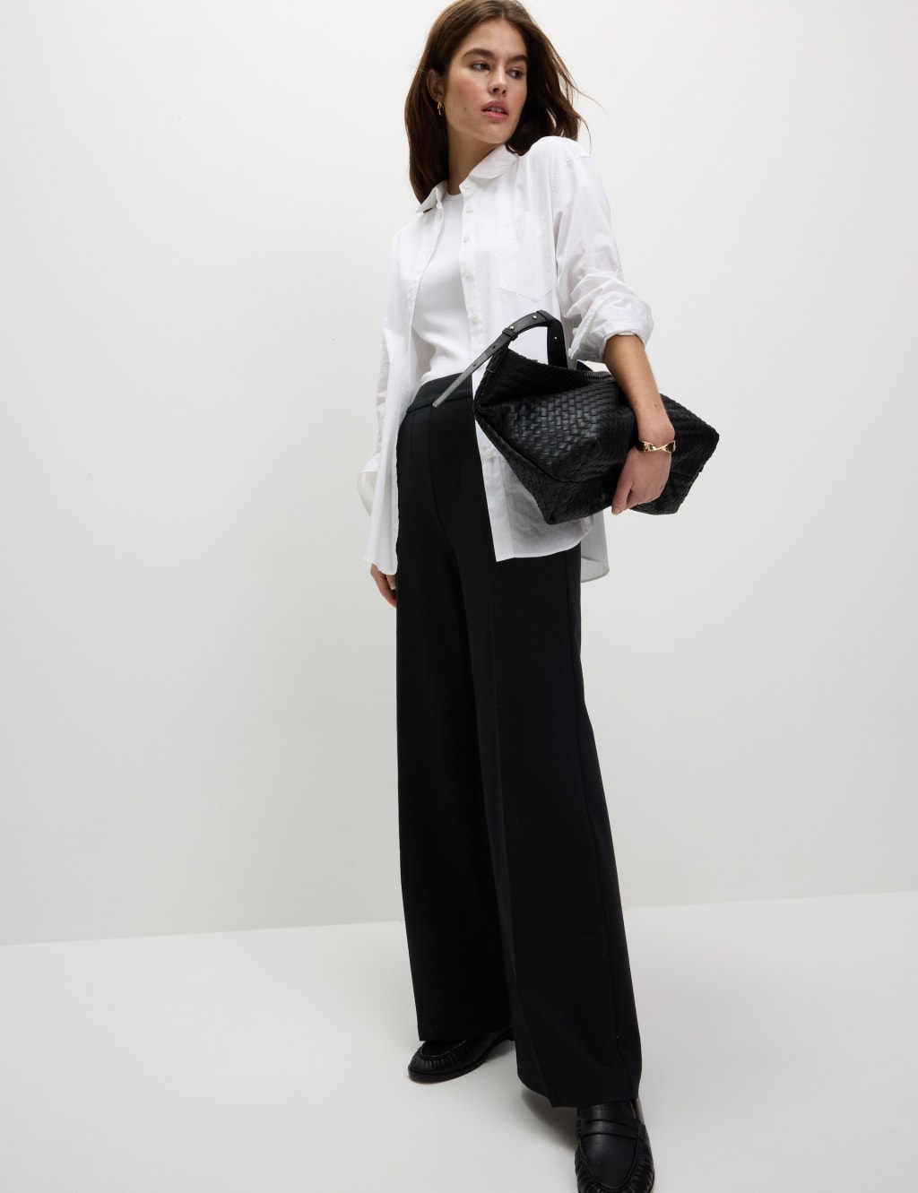 Womens black top wide leg pants