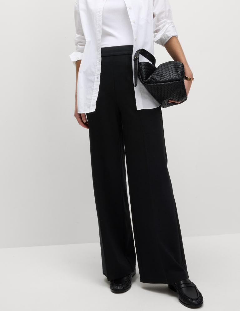 Jersey Wide Leg Trousers with Stretch | M&S Collection | M&S