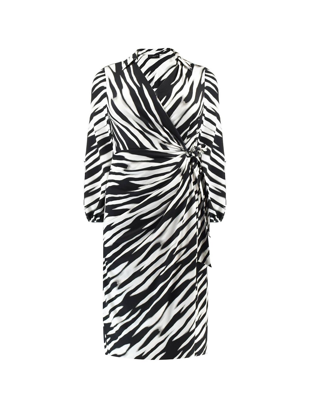 Jersey Zebra Print Midi Relaxed Wrap Dress 1 of 5