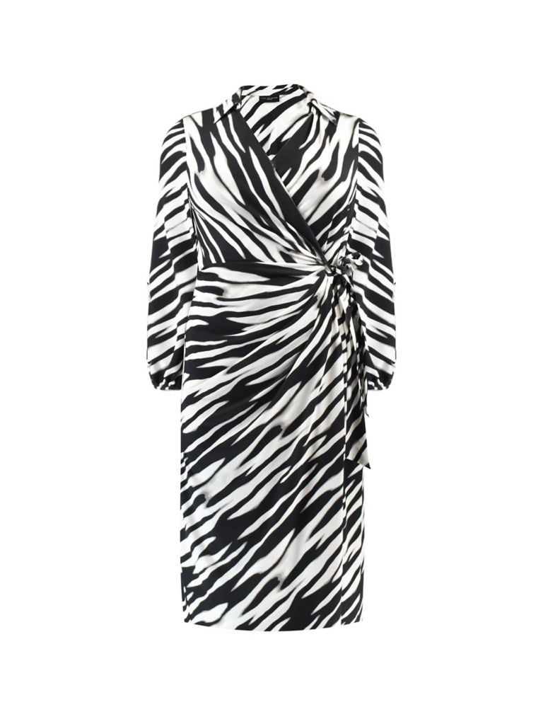 Jersey Zebra Print Midi Relaxed Wrap Dress 2 of 5