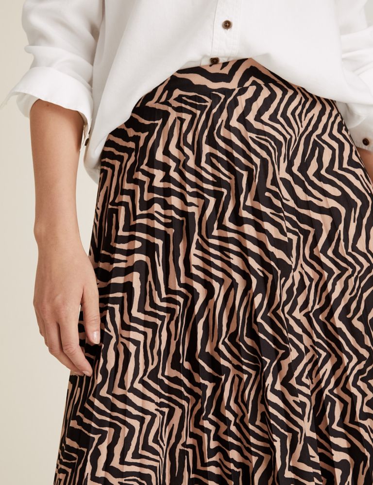 Jersey Zebra Print Pleated Midi Skirt 4 of 5