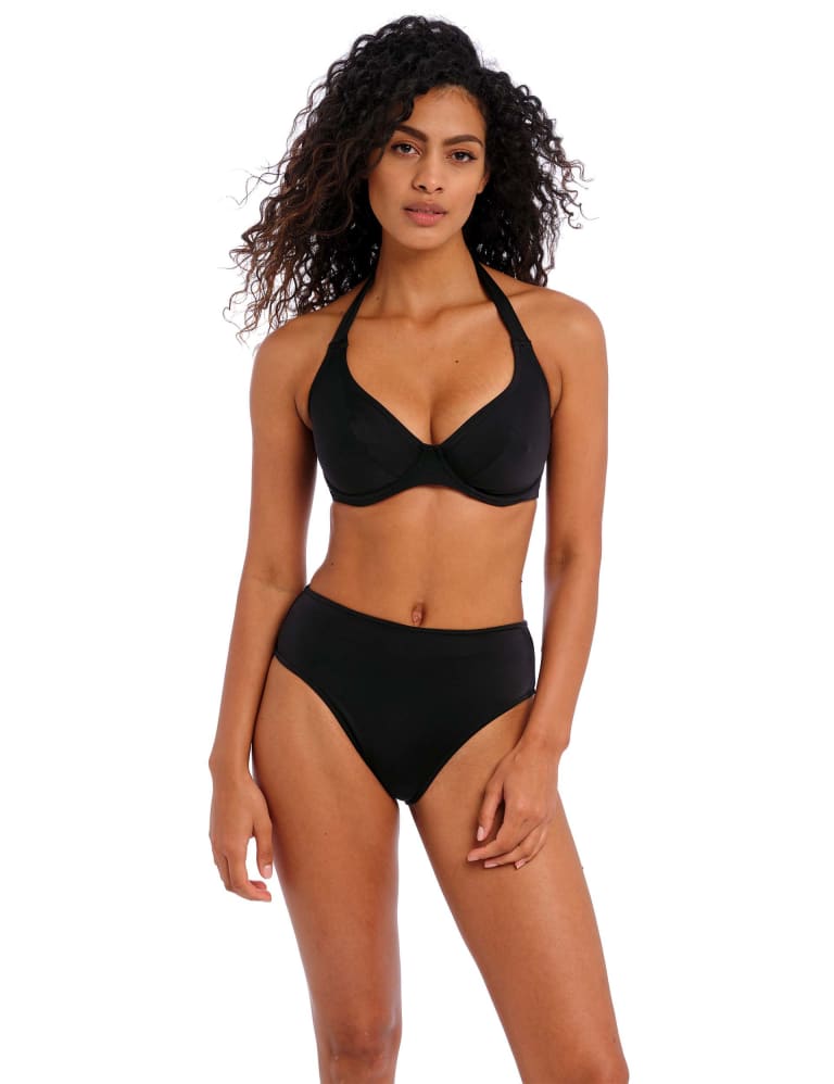 9.0 Swim Majorca High Waisted Bikini Bottoms Metallic Black