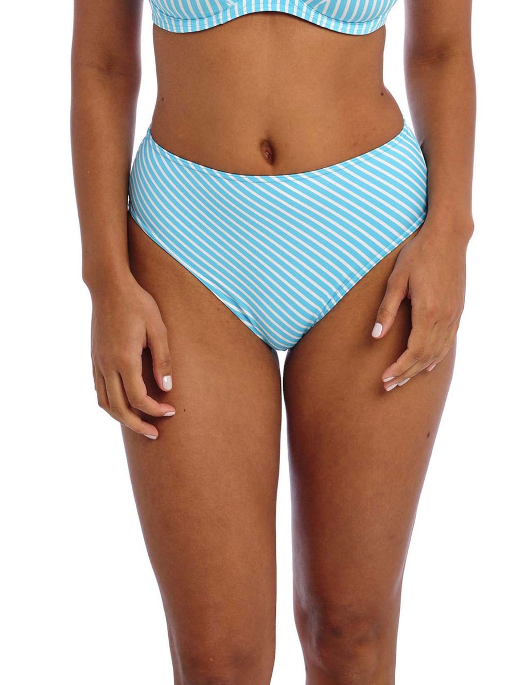 Jewel Cove Striped High Waisted Bikini Bottoms 3 of 5