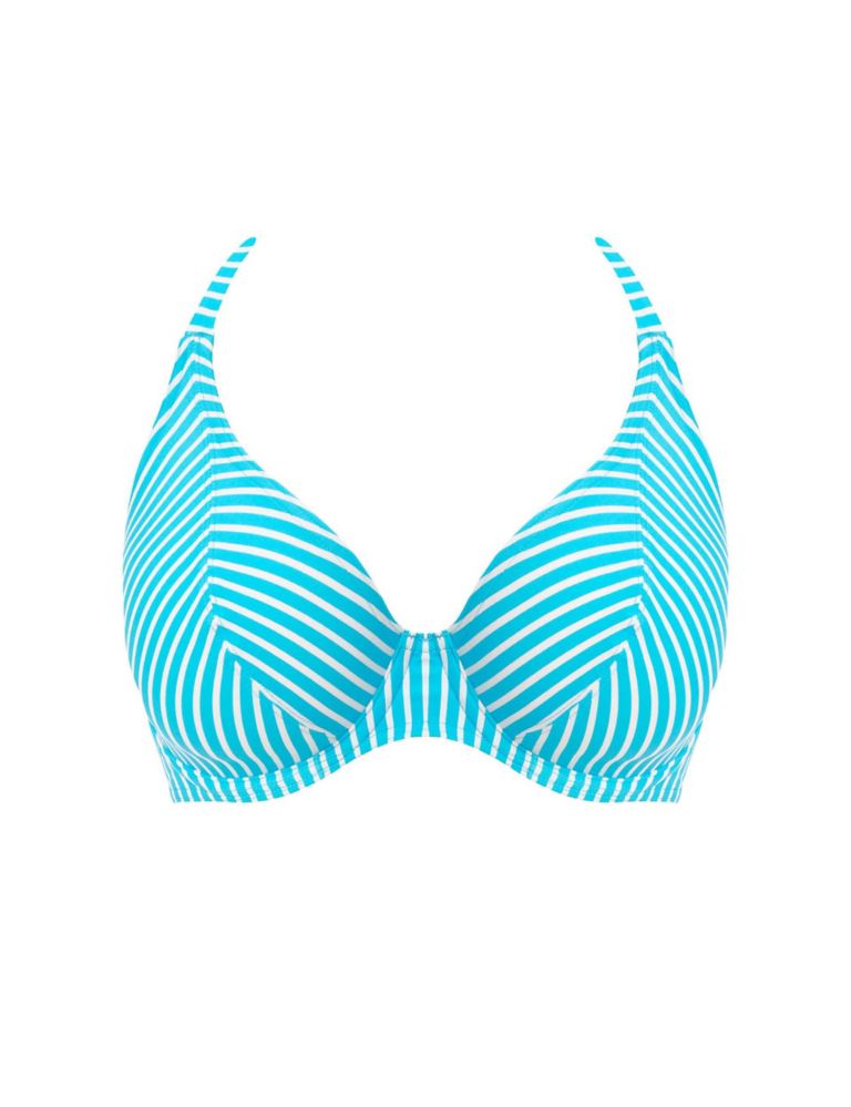 Jewel Cove Striped Wired Plunge Bikini Top 2 of 5
