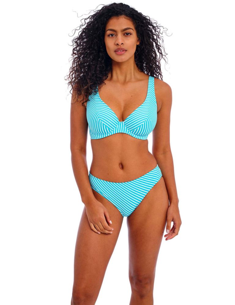 Jewel Cove Striped Wired Plunge Bikini Top 3 of 5