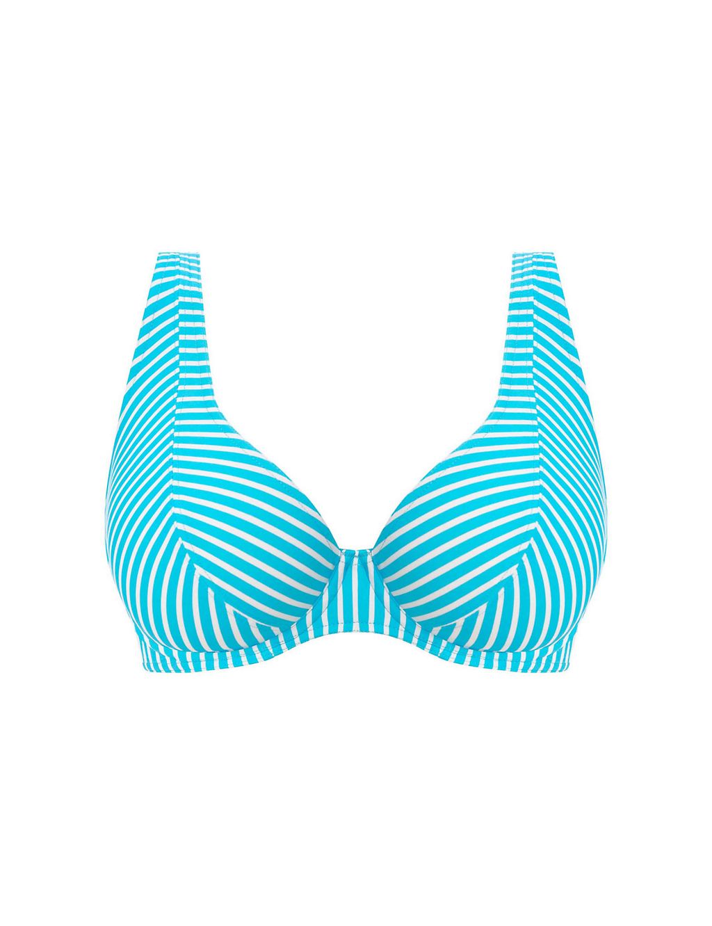 Jewel Cove Striped Wired Plunge Bikini Top 1 of 5