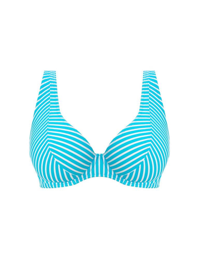 Jewel Cove Striped Wired Plunge Bikini Top 2 of 5