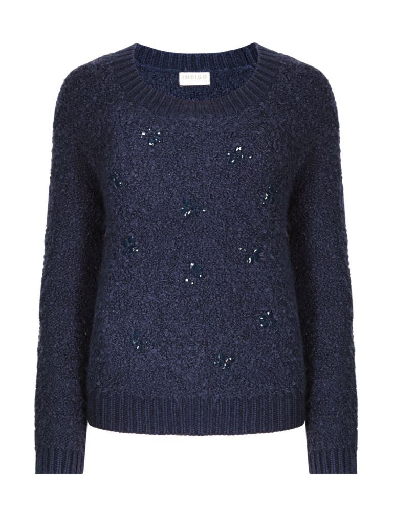 Jewel Embellished Bouclé Jumper with Wool 3 of 4