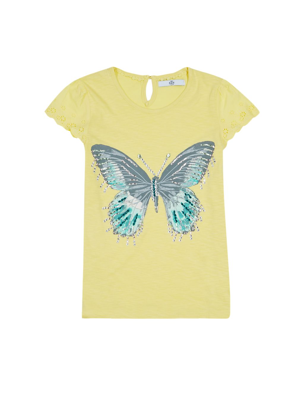 Jewel Embellished Butterfly Print T-Shirt with Modal (5-14 Years) 1 of 4