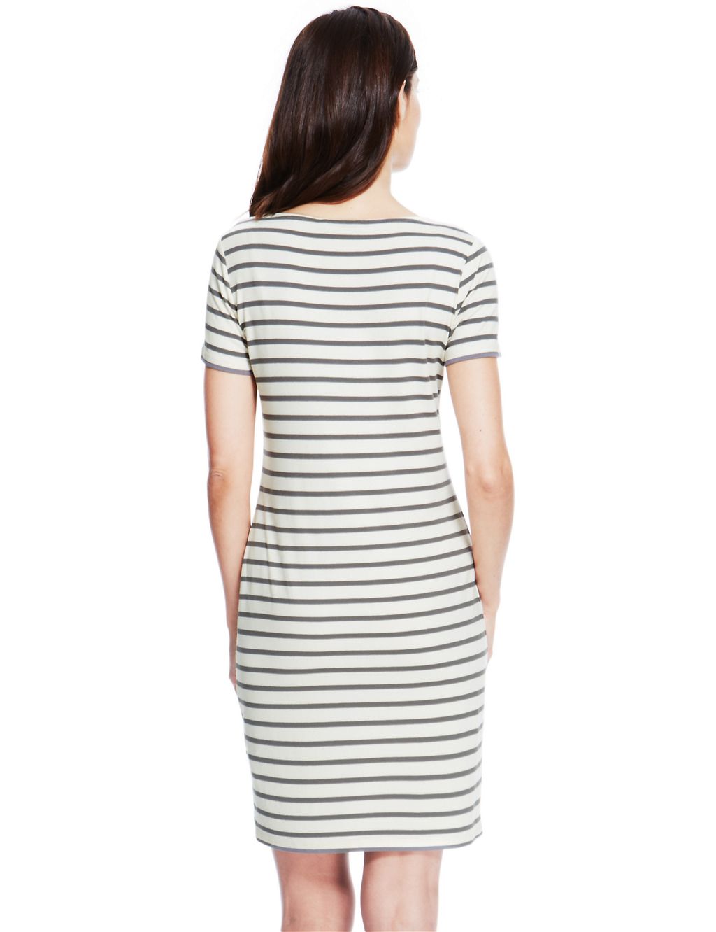 Jewel Neckline Striped T-Shirt Dress 5 of 5