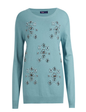 Jewelled Longline Jumper with Wool Image 2 of 4