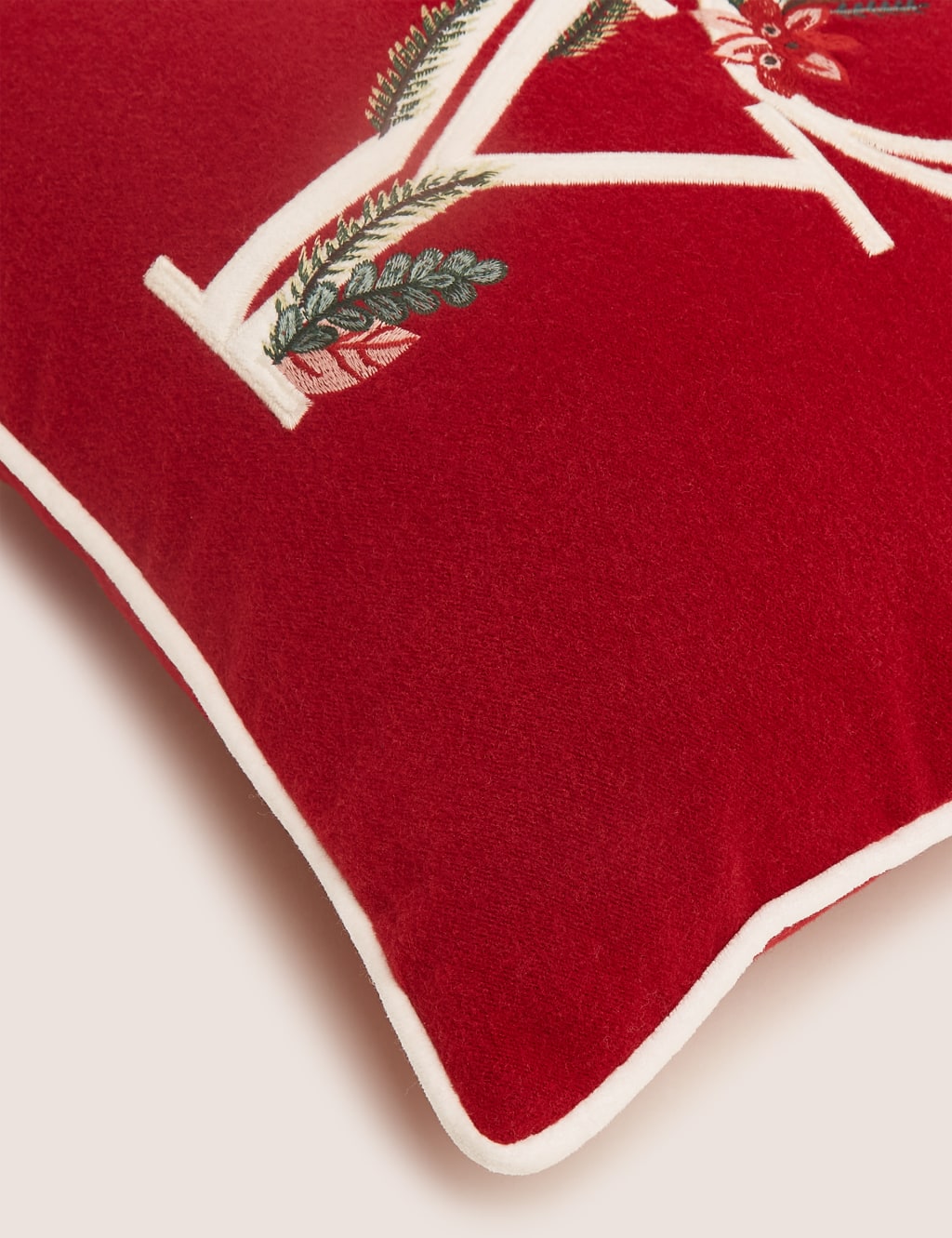 Joy Embroidered Christmas Cushion M&S