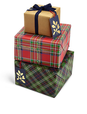 Joyeux Noel Tartan Christmas Wrap Pack Image 2 of 5
