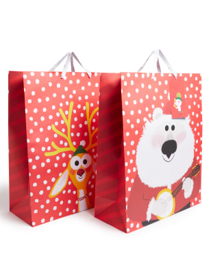 Jumbo Christmas Gift Bag Pack Set of 2 Bags in 1 Design M S