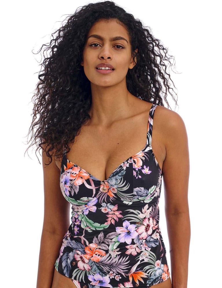 Kamala Bay Floral Wired Plunge Tankini Top 1 of 4