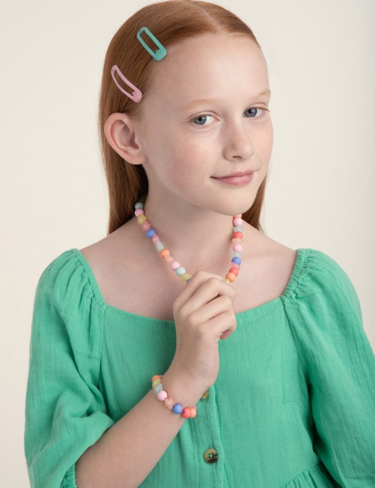 Kids'  Beaded Necklace, Bracelet and Snap Clips Set 2 of 2