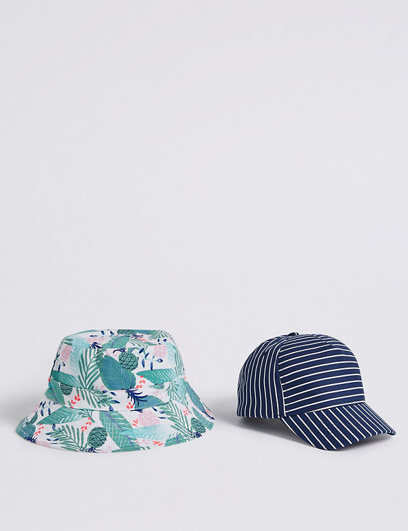 Marks And Spencer Girls 2 Pack Sun Hat Sun Cap 3-6 years