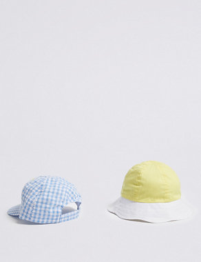 Kids’ 2 Pack Pure Cotton Cap & Bucket Hat (0-6 Years) Image 2 of 6