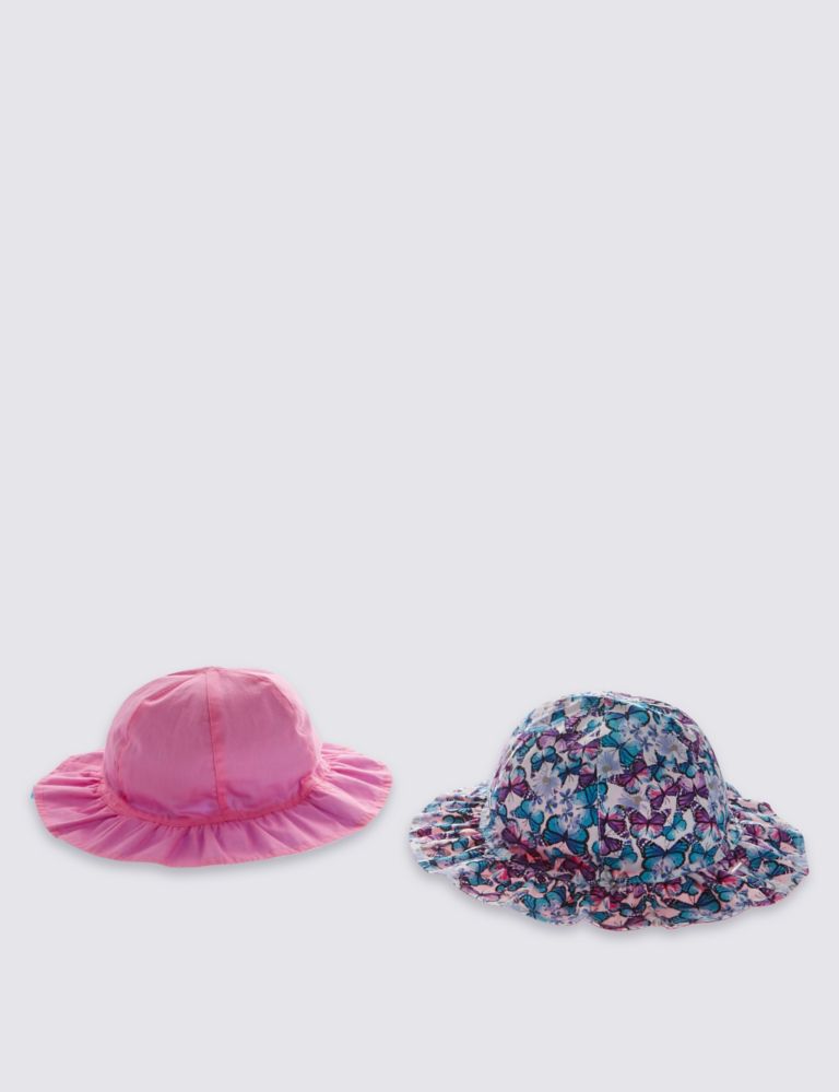 Kids' 2 Pack Pure Cotton Reversible Hats 1 of 7