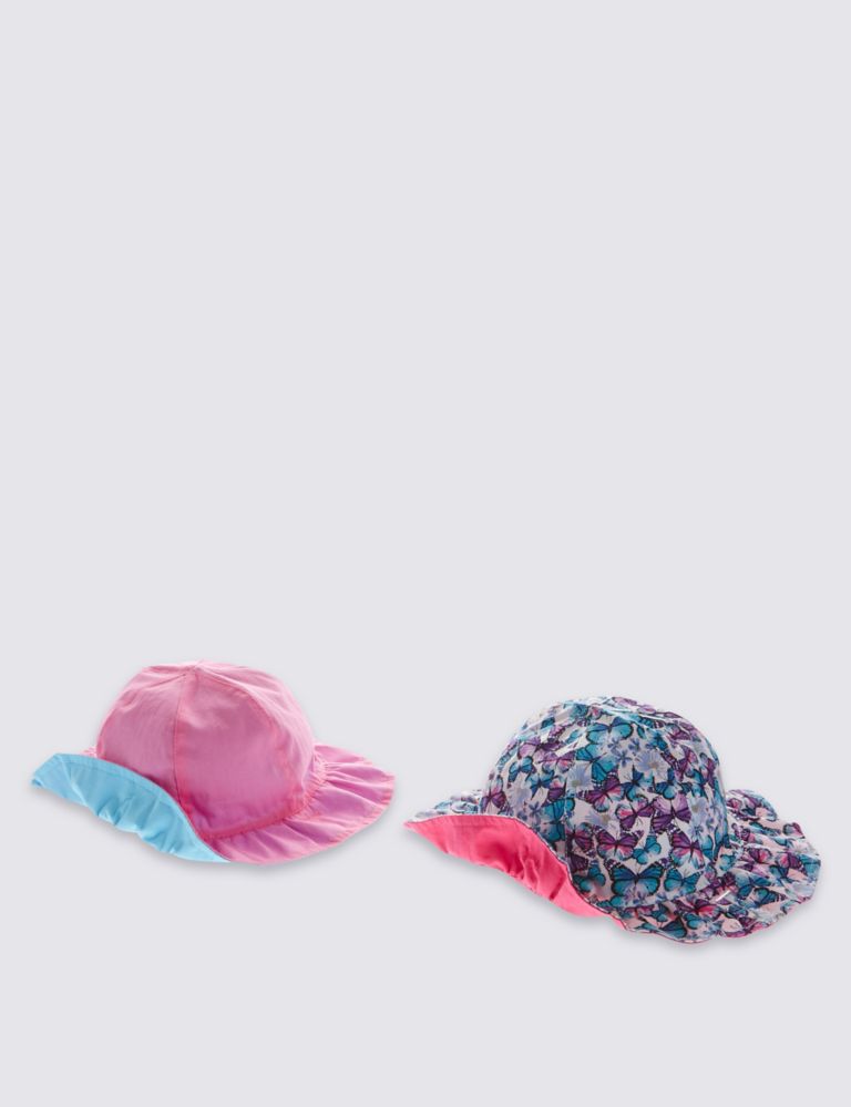 Kids' 2 Pack Pure Cotton Reversible Hats 2 of 7