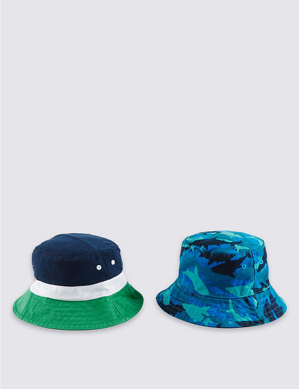Kids' 2 Pack Pure Cotton Safe in the Sun Hats Image 1 of 1