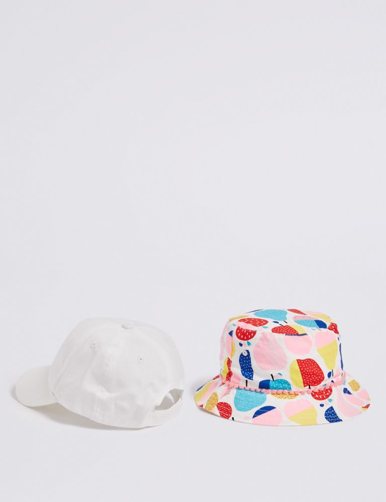 Kids’ 2 Pack Pure Cotton Summer Hats (3 Months - 6 Years) 2 of 5