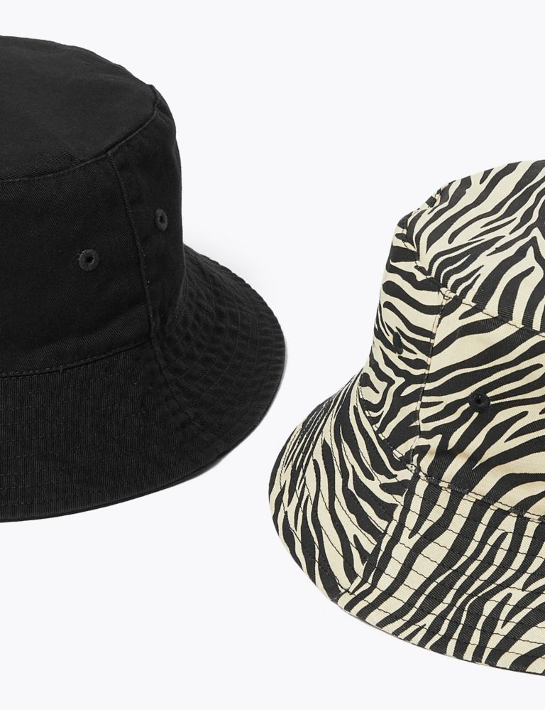 Kids' 2 Pack Pure Cotton Zebra Sun Hats (6-14 Yrs) 4 of 5