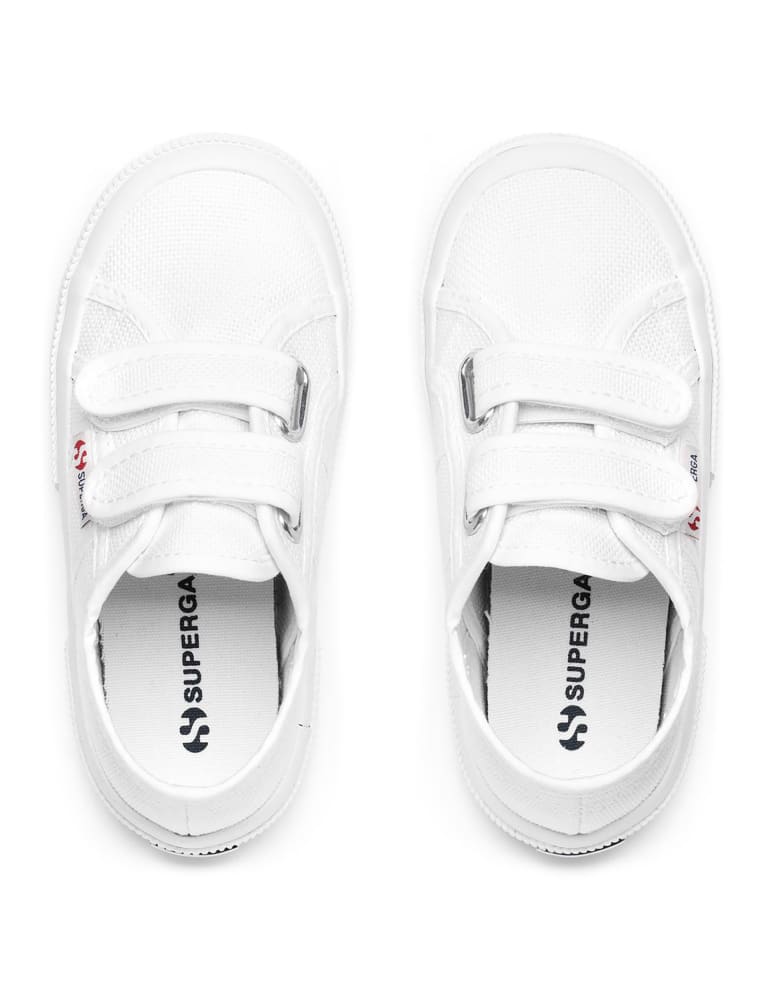 Superga white leather velcro top