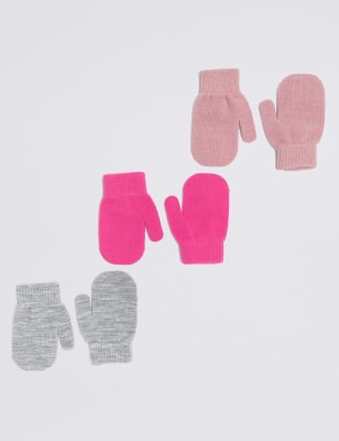 Kids' 3 Pack Magic Mittens M&S