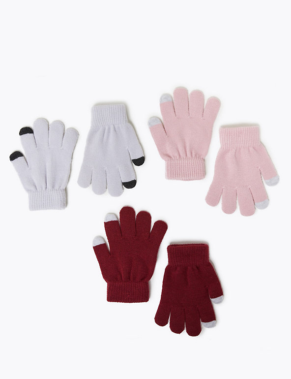 Kids' 3 Pack Touchscreen Gloves Image 1 of 1