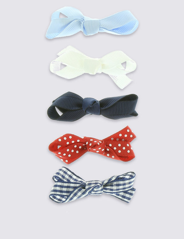 Kids' 5 Pack Bow Hair Clips Image 1 of 2