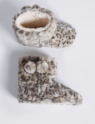 Animal print best sale boot slippers