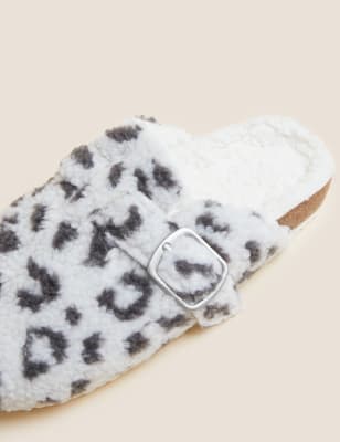 snow leopard print slippers