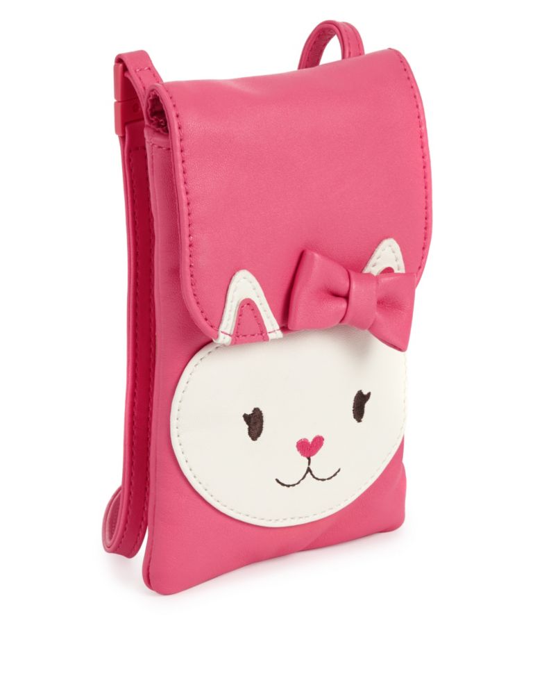 Kids' Appliqué Cat & Bow Riptape Cross-Body Bag 2 of 3