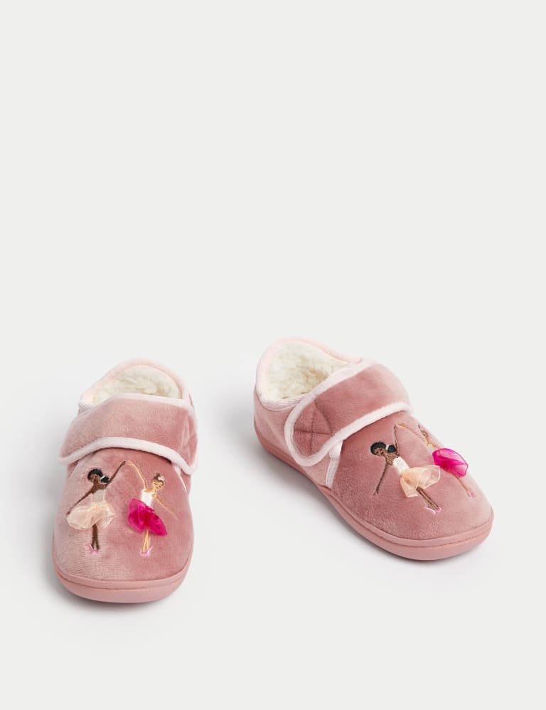 Kids Ballerina Riptape Slippers 4 Small 12 Small M S
