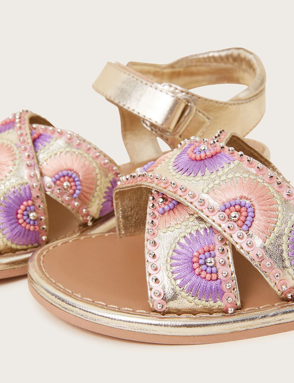 Kids' Beaded Riptape Sandals (7 Small - 4 Large) 2 of 3