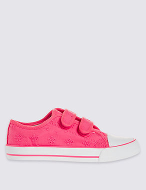 Kids’ Broderie Low Top Riptape Trainers Image 2 of 5