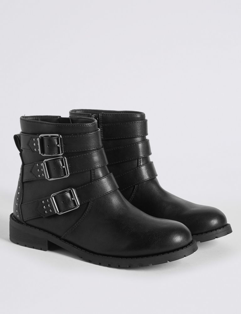 Kids' Buckle Biker Ankle Boots (13 Small - 6 Large) 1 of 4