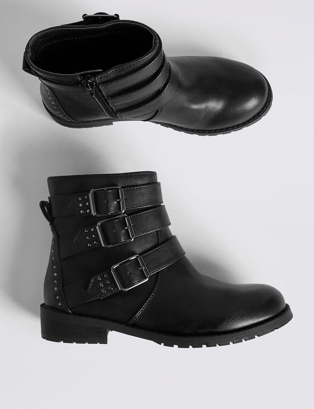 Kids' Buckle Biker Ankle Boots (13 Small - 6 Large) 1 of 4