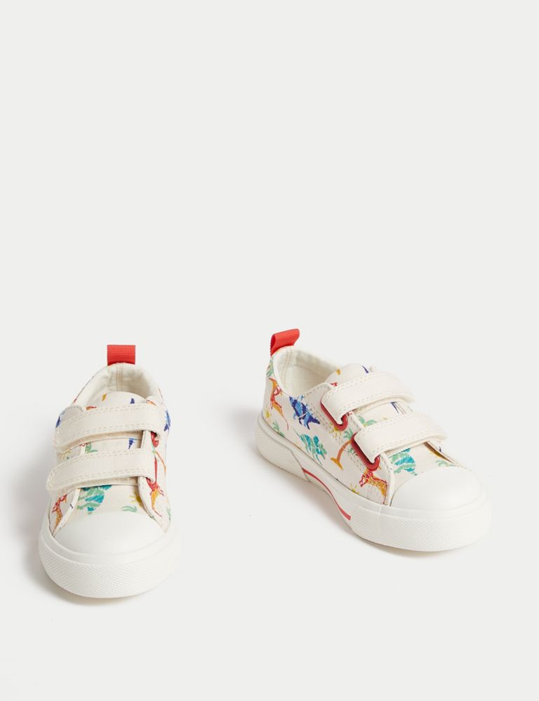 Kids' Canvas Riptape Dinosaur Trainers (4 Small-2 Large) 2 of 4