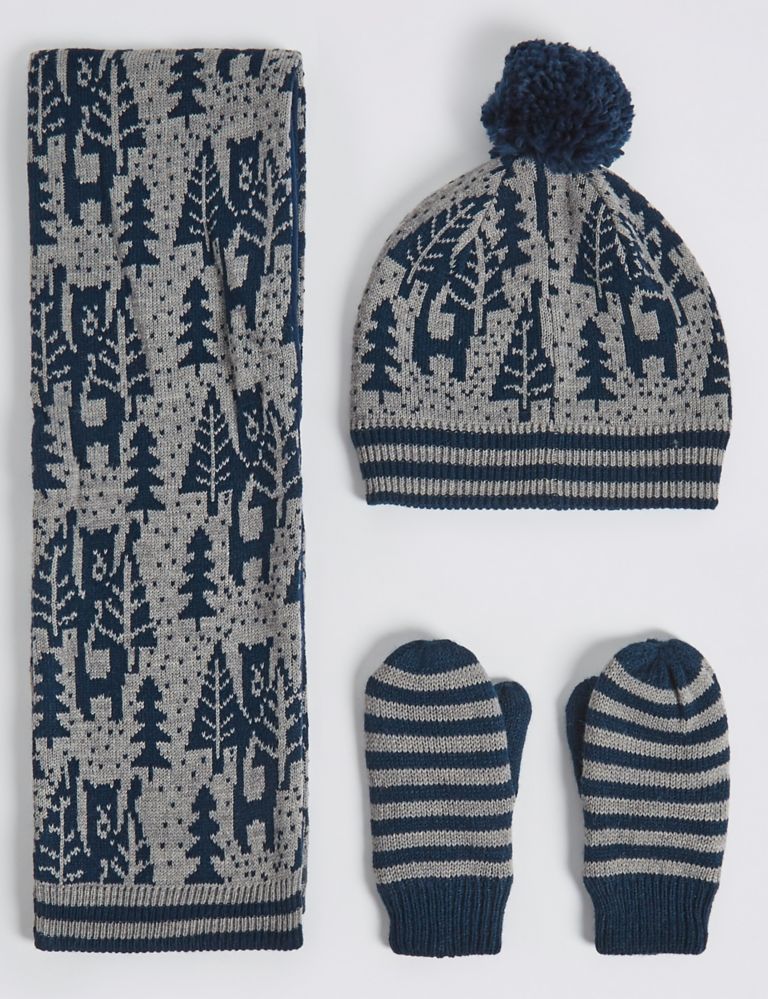 Kids’ Christmas Bear Hat, Scarf & Gloves Set 1 of 1
