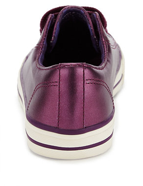 Kids' Coated Leather Lace Up Low Top Casual Trainers Image 2 of 5