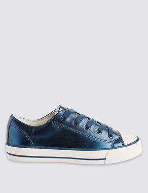 Kids' Coated Leather Lace-up Low Top Trainers Image 2 of 6