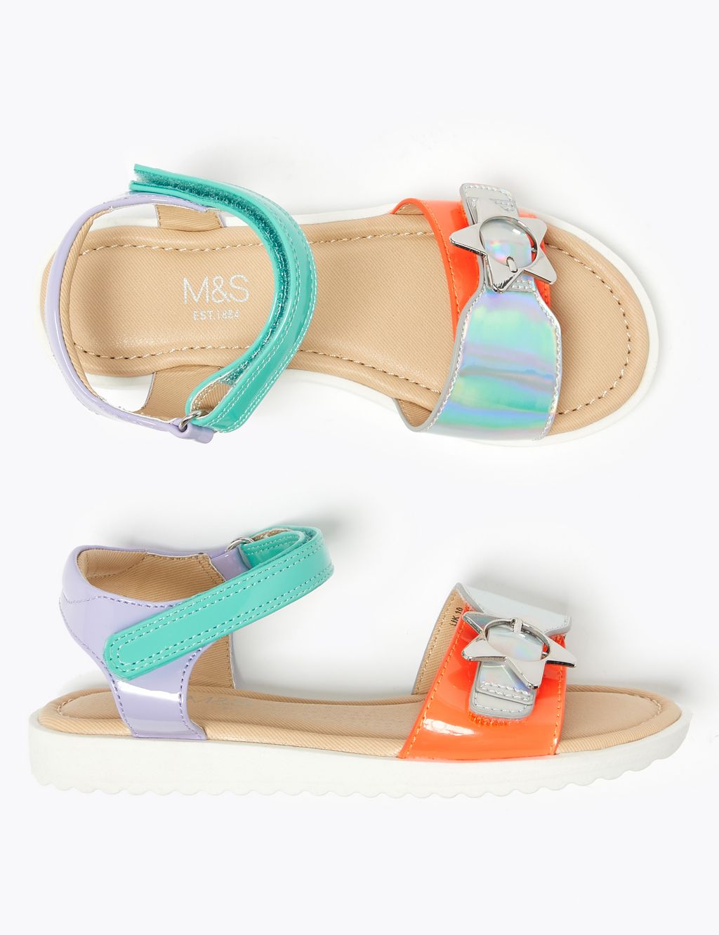 Kids' Colour Block Riptape Sandals (5 Small - 12 Small) | M&S