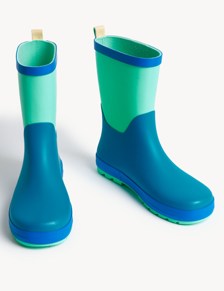Kids Colour Block Wellies 4 Small 7 Large