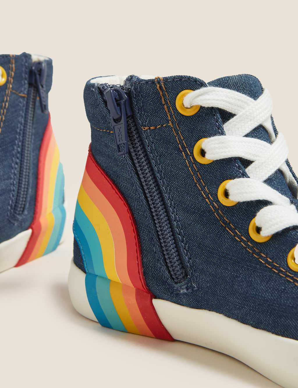 Kids' Denim Rainbow High Top Trainers (5 Small - 12 Small) 3 of 5
