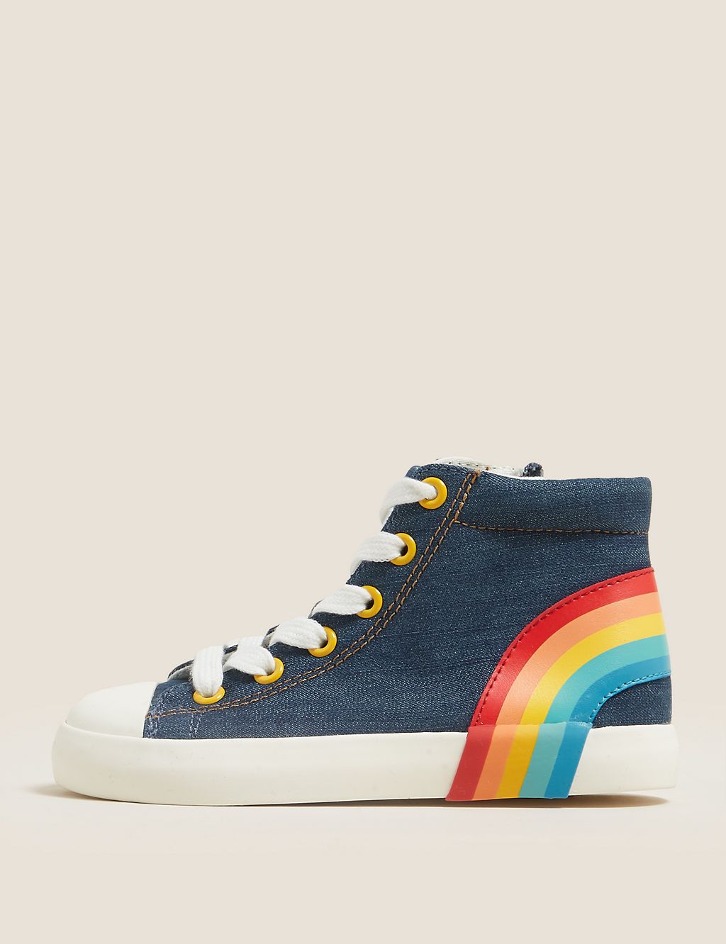 Kids' Denim Rainbow High Top Trainers (5 Small - 12 Small) 5 of 5