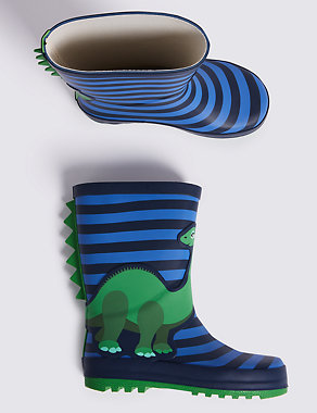 Kids' Dinosaur Striped Wellies (5 Small - 12 Small) Image 2 of 4