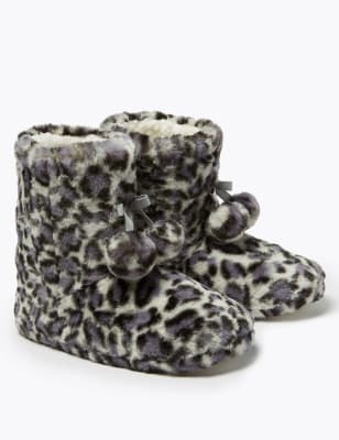 girls leopard print slippers